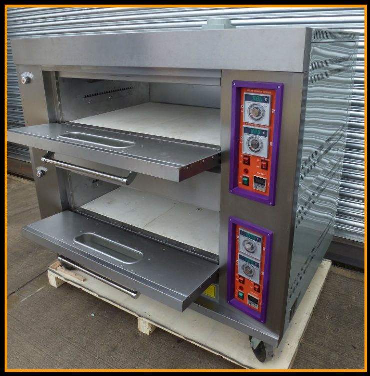 NEW COMMERCIAL GAS STONE BAKE PIZZA OVEN DOUBLE DECK BAKING CONVECTION